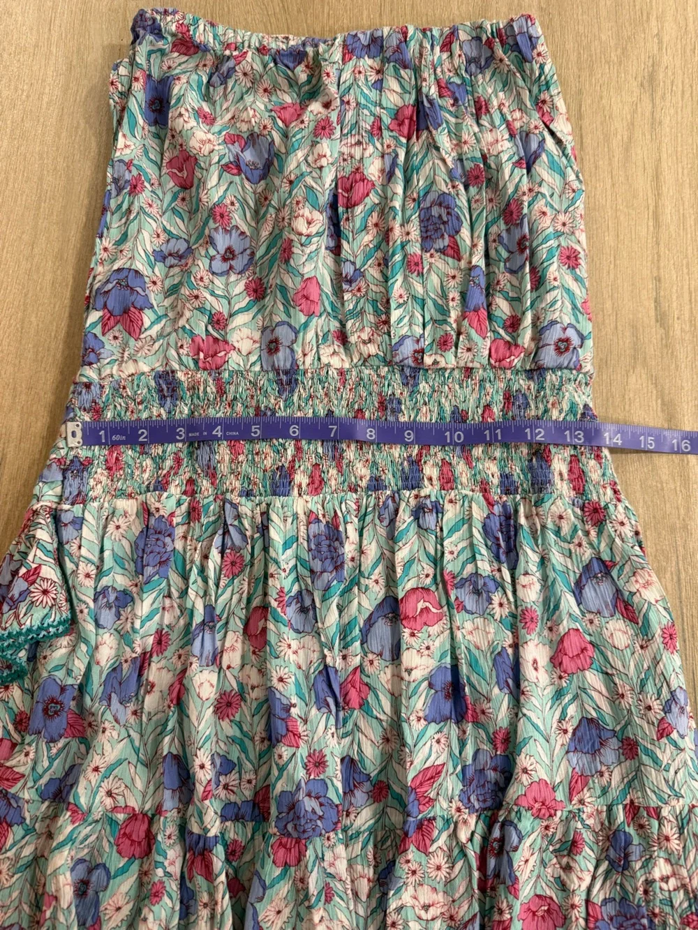 Poupette St Barth Ambra Bandeau Aqua Petunia Floral Cover Up Pool Dress NWT M